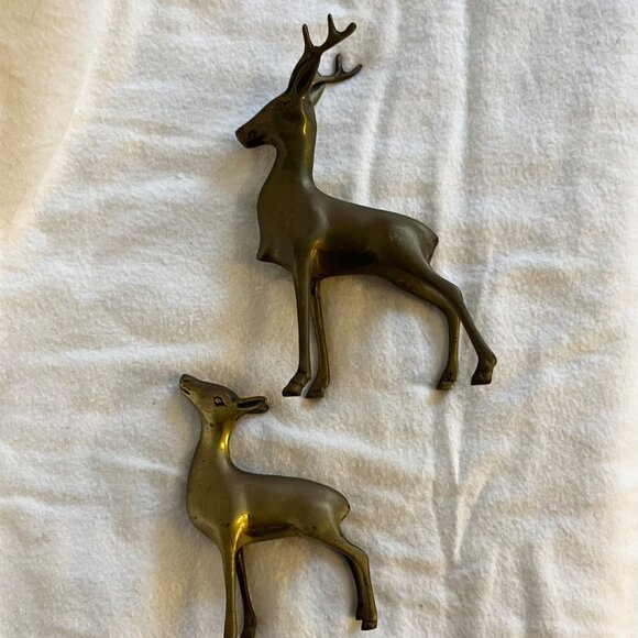 Vintage Estate Solid Brass Deer Figures - Picture 2 of 7